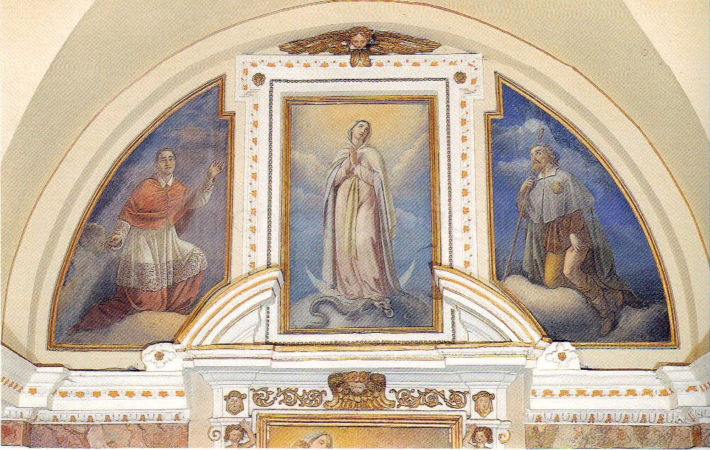 S. Carlo Borromeo e San Rocco con l'Immacolata - 1873 ca. - affresco - chiesa di S. Filippo Neri - Cogno (BS)